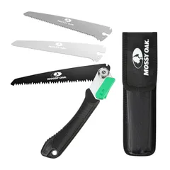 木工用 生木用 替え刃式 硬質プラスチック用 折り畳み式 鉄工用替刃付き 折込鋸 剪定鋸 多目的廃棄物 替え刃３枚 粗大ゴミ 折込のこぎり ノコギリ 安全ロック OAK 専用収納ケース付き MOSSY