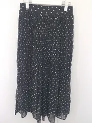 ◇ GLOBAL WORK グローバルワーク ドット柄 ウエストゴム ロング ギャザー スカート サイズM ブラック ホワイト レディース  【中古】 【1204280002757】