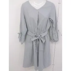 ◇ ◎ Rew de Rew ルゥデルゥ ベルト付 長袖 膝丈 ワンピース サイズM ライトグレー レディース  【中古】 【1205100008973】