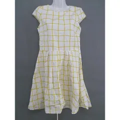 ◇ CHILD WOMAN チャイルドウーマン チェック フレンチスリーブ 膝丈 ワンピース サイズF ホワイト イエロー レディース  【中古】 【1205140000586】