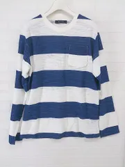 ◇ nano universe ナノ ユニバース ボーダー 長袖 Tシャツ カットソー サイズM オフホワイト ネイビー系 メンズ  【中古】 【1205230003794】