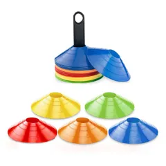 サッカー テニス 野球 練習コーン ドリブルマーカー フットサル用品 5色10枚/25枚/30枚/60枚 ディスクコーン 収納袋・専用スタンド付き カラーコーン トレーニングコーン マーカーコーン