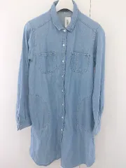 ◇ ◎ chocol raffine robe ショコラフィネ ローブ デニム生地 長袖 膝下丈 シャツ ワンピース サイズM ブルー レディース  【中古】 【1206010006073】