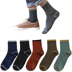 [WESFAHON] 靴下 メンズ 春夏秋 カラフルソックス 綿 通気吸汗 クルーソックス スポーツ ビジネスくつした おしゃれ 男性靴下 四季 中薄 くつ下 旅行 24-27cm 5足セット