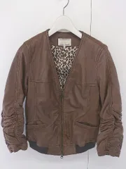 ◇ REVISITATION リヴィジテーション 羊革 シープスキン 長袖 ノーカラー ジャケット サイズ36 ブラウン レディース  【中古】 【1206030008514】