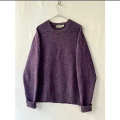 アイルランド製 80s L.L.Bean ウール ニット セーター / L パープル USA ビンテージ K5-11004-9574