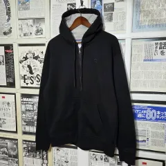 チャンピオン オーバーサイズ ロゴ パッチ ブラック フードジップアップ