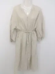 ◇ ◎ continuer de NICE CLAUP ウエスト紐付き 長袖 ロング ワンピース サイズF ベージュ系 レディース P  【中古】 【1210200002257】