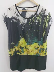 ◇ Switch 総柄 フレンチスリーブ ミニ ワンピース サイズF ブラック マルチ レディース P  【中古】 【1211100013732】