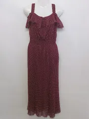 ◇ JILL STUART ドット 水玉 オープンショルダー 半袖 ロング ワンピース サイズS バーガディー系 ベージュ系 レディース P  【中古】 【1211170005231】