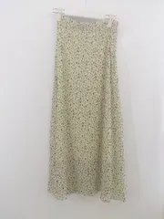 ◇ Shelly island ウエストゴム ボタニカル ロング フレア スカート サイズM アイボリー ブラック レディース P  【中古】 【1211240000401】