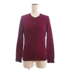 バーバリー ロンドン BURBERRY LONDON ニットカーディガン 長袖 クルーネック ウール ロゴ刺繍 紫系 2