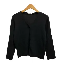 コルザ COLZA カーディガン 636-32-1203 ニット Vネック 無地 長袖 M 黒 ブラック レディース