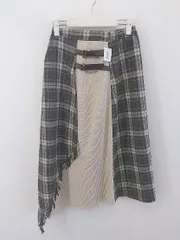 ◇ AS KNOW AS PINKY アズノゥアズ チェック ドッキング ロング フレア スカート ベージュ グレー レディース P  【1212130001652】