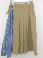 ◇ AG by aquagirl ストライプ 切り替え 膝下丈 スカート サイズM ブラウン ブルー レディース P  【1212270007064】