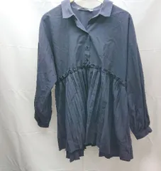 ◇ ZARA ザラ 切替 プリーツ デザイン 長袖 シャツ ブラウス サイズUSA S ネイビー レディース E  【1212260019558】