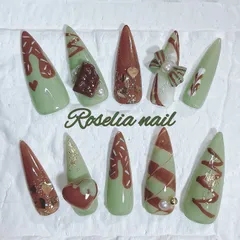 【オーダーNO.26】抹茶チョコ・バレンタイン・チョコレート・スイーツ・ガーリー・可愛い・個性派・ネイルチップ