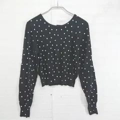 ◇ who s who Chico ハート柄 クロップド丈 長袖 ニット カーディガン サイズF ブラック ホワイト系 レディース E  【1304120004801】