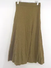 ◇ ROPE PICNIC ロペピクニック コットンニット ロング フレア スカート サイズ38 カーキベージュ系 レディース E  【1304140021901】