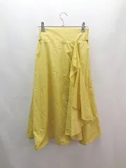 ◇ earthmusic&ecology リボンモチーフ 夏仕様 ロング丈 フレア スカート サイズF イエロー レディース E  【1305020024401】