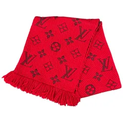 LOUIS VUITTON 極美品 ルイヴィトン エシャルプ ロゴマニア マフラー M72432 ウール シルク GM1128 レッド 大判 ストール 箱付き プレゼント ギフト モノグラム LV ヴィトン Aランク 中古 鑑定済 ヴィトンマフラー