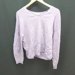 ◇ OPAQUE.CLIP Vネック 薄手 ケーブル シンプル オシャレ 綺麗め ストレッチ 長袖 ニット サイズM パープル レディース E  【1307260034301】