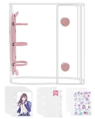 コラージュノート 女の子 バインダー型ノート はがせる 透明シール帳 カードスリーブ プリ帳 手帳 シール台紙 カードポケット PPシート (ピンク) 下敷き×2枚】 チャック付きボケット×2枚 【リフィル×20枚 バインダー ミニ A8 透明 プラバン シー