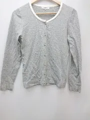 ◇ NATURAL BEAUTY BASIC 装飾 パール 長袖 ニット カーディガン サイズM グレー ホワイト系 レディース P  【1308240018014】