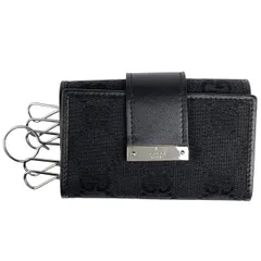 グッチ GUCCI GG柄 6連 キーケース キーリング 鍵入れ キーケース GGキャンバス レザー ブラック 74212 レディース 【中古】