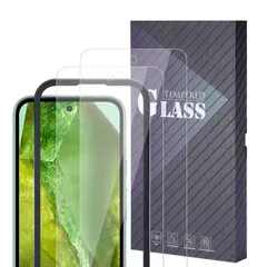 【人気商品】Google pixel 8A ガラスフィルム (2枚セット) 平面保護 指紋認証 グーグルピクセル8a 液晶保護フィルム 指紋防止 硬度9H 高透過率 + ガイド枠 気泡なし ラウンドエッジ加工 簡単貼り付け (Google Pixel 8A)