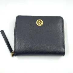 【中古】TORY BURCH ROBINSON ラウンドジップ 二つ折り財布 88731 ブラック トリーバーチ[24]