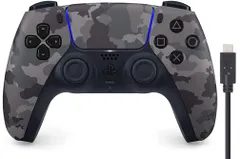 【純正品】DualSense ワイヤレスコントローラー グレー カモフラージュ 【Amazon.co.jp 特典】PS5用コントローラー充電ケーブル3m [7) グレー カモフラージュ] [2) Amazon限定3mケーブル付]