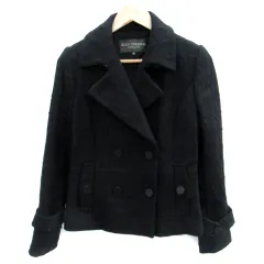 ボディドレッシングデラックス BODY DRESSING Deluxe Pコート ピーコート ショート丈 チェック柄 38 M 黒 ブラック /SM33のサムネイル