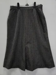 ヴィンテージ カジュアル 森ガール スモールチェック柄 スカート ミディ丈 ウール100