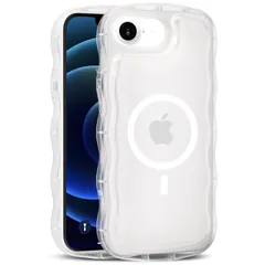 iPhone 16e ケース MagSafe対応 クリア ウェーブ スマホケース 人気 シンプル 滑り止め 薄型 軽量 耐衝撃 指紋防止 iPhone SE4 ケース（クリア） s1-12