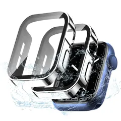 2枚【2022改良ケース】TEMEDO 対応 Apple Watch ケース 49mm 45mm 44mm 41mm 40mm 3D直角エ ッジデザイン メッキ 加工 PCフレーム 防水 ケース Apple Watch カバー 全面保護 二重構造 アップルウォ