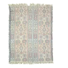 vintageラグ ブランケット マルチカバー タペストリー ハート ネイティブ柄 オルテガ 民族 幾何学模様 Rug Throw Blanket Native Ortega Ethnic 2413