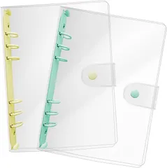 YESprime システム手帳 シール帳 カバー バインダー 6穴 クリア ボタン付き 透明 詰め替え 女の子 ノート 日記帳 (「イエロー＆グリーン」,  A5)