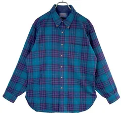 70sUSA製ペンドルトンPendleton長袖チェックシャツフランネルシャツウールシャツボタンダウン好配色マルチカラー緑グリーン赤レッド紺ネイビータータンチェックY2Kレトログランパコアアメトラvintageヴィンテージ51113