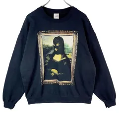 ヴィンテージvintageスウェットトレーナー絵画モナリザアート目隠し帽バラクラバ大判プリントデカプリント両面プリントどくろマークレオナルド・ダ・ヴィンチ黒ブラックHIPHOPヒップホップ西海岸アメカジストリートゆるダボ51113