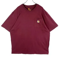 ビッグサイズ！CarharttカーハートK87半袖Tシャツ胸ポケT胸ポケット臙脂バーガンディ赤ワインレッドPRTフェードロゴタグワンポイントアメカジストリートワーク西海岸ゆるダボoriginalfitオリジナルフィットvintageヴィンテージ51113