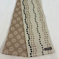 【美品】半幅帯 優品 幾何学模様 ベージュ 化繊 【中古】