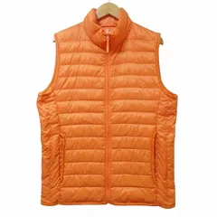 ユニクロ UNIQLO ウルトラライトダウンベスト ジップアップ ナイロン スタンドカラー M オレンジ X
