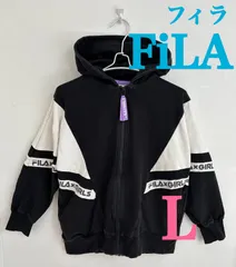 1/31まで【15%OFFクーポン配布中 フィラ FILA パーカー ジャケット L レディース ⭐️極美品⭐️ ジップアップ 長袖 ロゴプリント 切替え 1193212-108 ブラック 黒 ホワイト 白 アウター 上着 防寒