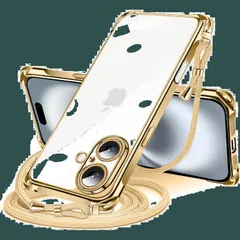 iPhone 16 用 ケース クリア ショルダー iPhone16 用 スマホケース アイフォン16 カバー 肩掛け 斜めかけ 縄掛けケース 透明 TPU 薄型 軽量 耐衝撃 携帯ケース 紐付き 斜めがけ 織りストラップ付き ネックストラップ ショルダー ケ