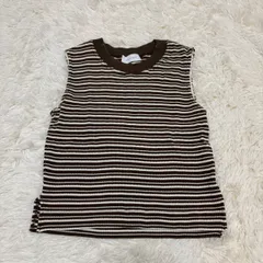 Adam et Rope' アダムエロペ ワッフルボーダー ノースリーブ カットソー【B-30】