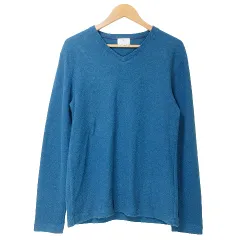 ランバンオンブルー LANVIN en Bleu カットソー 長袖 トップス Vネック 46 M相当 青 ブルー ■SM1 Xのサムネイル