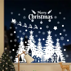 シール シール 壁 decorations christmas ウォールペーパー ポスター 剥がせる おしゃれ 窓ガラス ステッカー 飾り クリスマス クリスマス 窓 ホワイト ウォールステッカー クリスマスツリー HOTIYOK