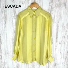 ESCADA エスカーダ ストライプ 薄手 シルク100% 長袖 シャツ ライトイエローのサムネイル