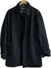 Z1716 【美品】marie claire hommeマリクレールオム　ステンカラーコート　ビジネスコート　アウター　ブラック　メンズ　LLサイズ